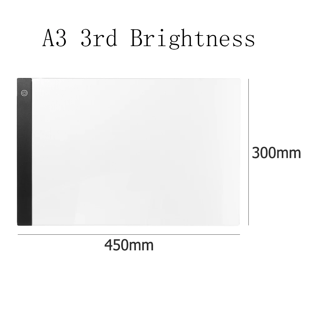 A3 3rd Brightness VKTECH A3/A4/A5, графический цифровой планшет, светодиодный дисплей, ручка, планшет, панель, художник, светящийся трафарет, доска для рисования, планшет - Цвет: A3 3rd Brightness