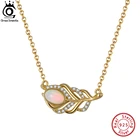 Ожерелье ORSA JEWELS из натурального опала с перьями, серебро 100% пробы, ювелирные украшения с драгоценными камнями для женщин и девочек, подарок на вечерние GMN02