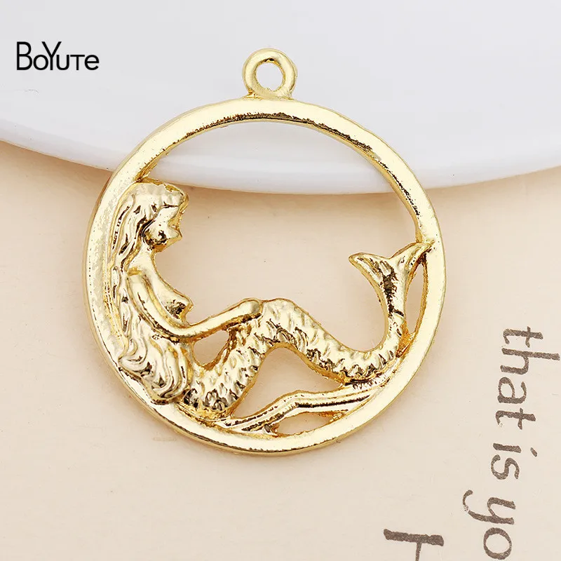 

BoYuTe (50 Pieces/Lot) Metal Alloy 27.5MM Mermaid Pendant Charms Diy Hand Made Jewelry Accessories Wholesale