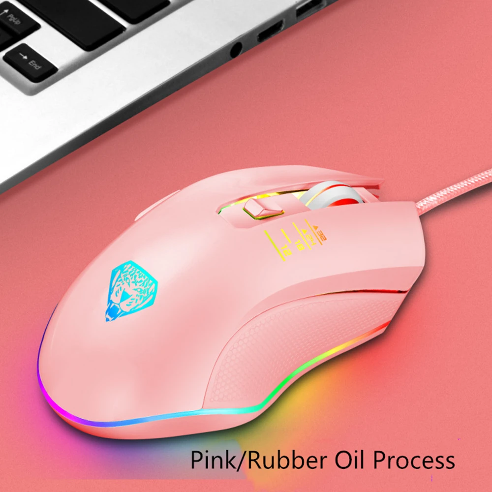 

3200DPI Optical Gaming Mouse Gaming Backlit Mouse 4 Adjustable DPI For Desktop Notebook Computers Pink Black Wired Mice Mouse