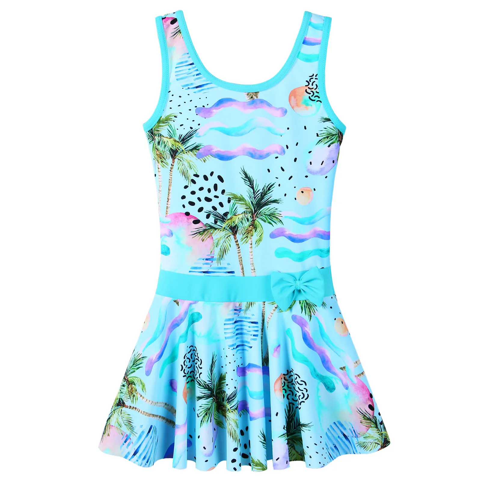 

BAOHULU High Quality Coconut Tree Girl Swimwear Sleeveless Kids Swimwear for Swimsuit Bathing Suit One Piece Beachwear