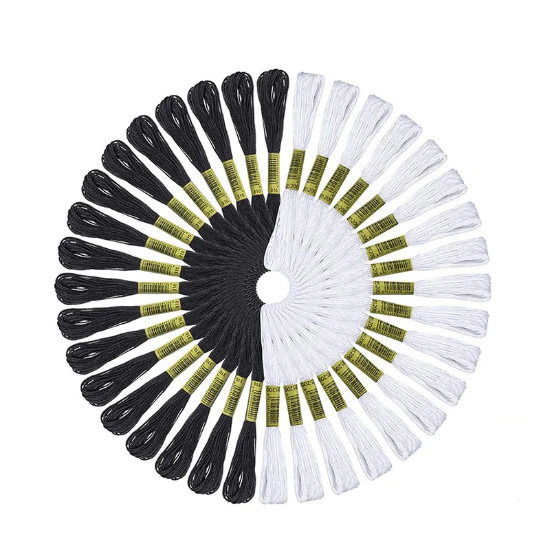 Нитки для вышивания нитки рукоделия крестиком хлопковые шитья цвет белый и