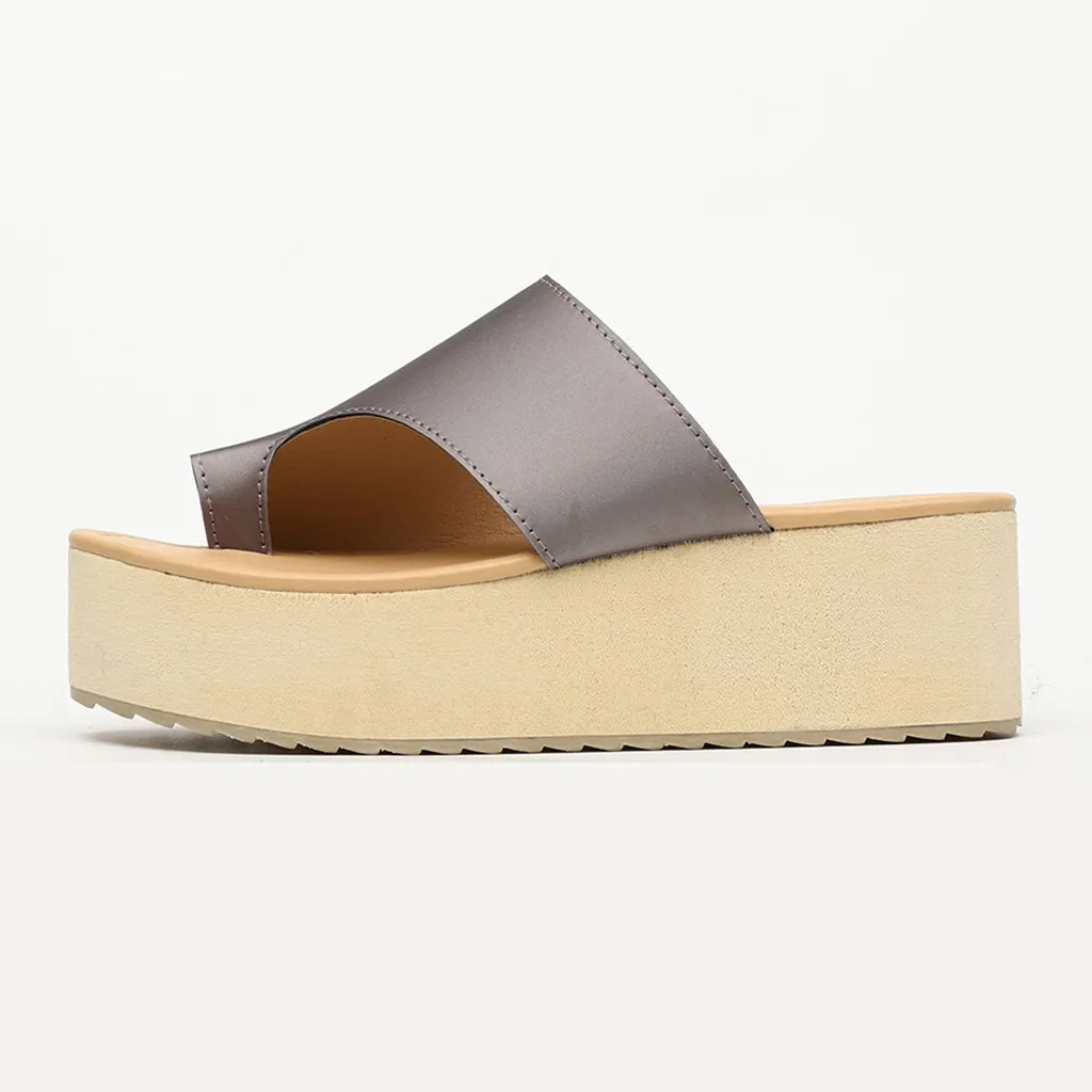 SAGACE Platform Wedges Slippers Women Plus Size Flip Flops Open-toed Fish Mouth Slipper Summer Beach Shoes Heel | Обувь