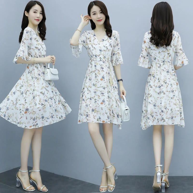 

Vintage Korean Fairy Tropical Beach Vacation Party Night DressWomen Floral Chiffon Short Dress Summer 2021 Runway Youthful Boho