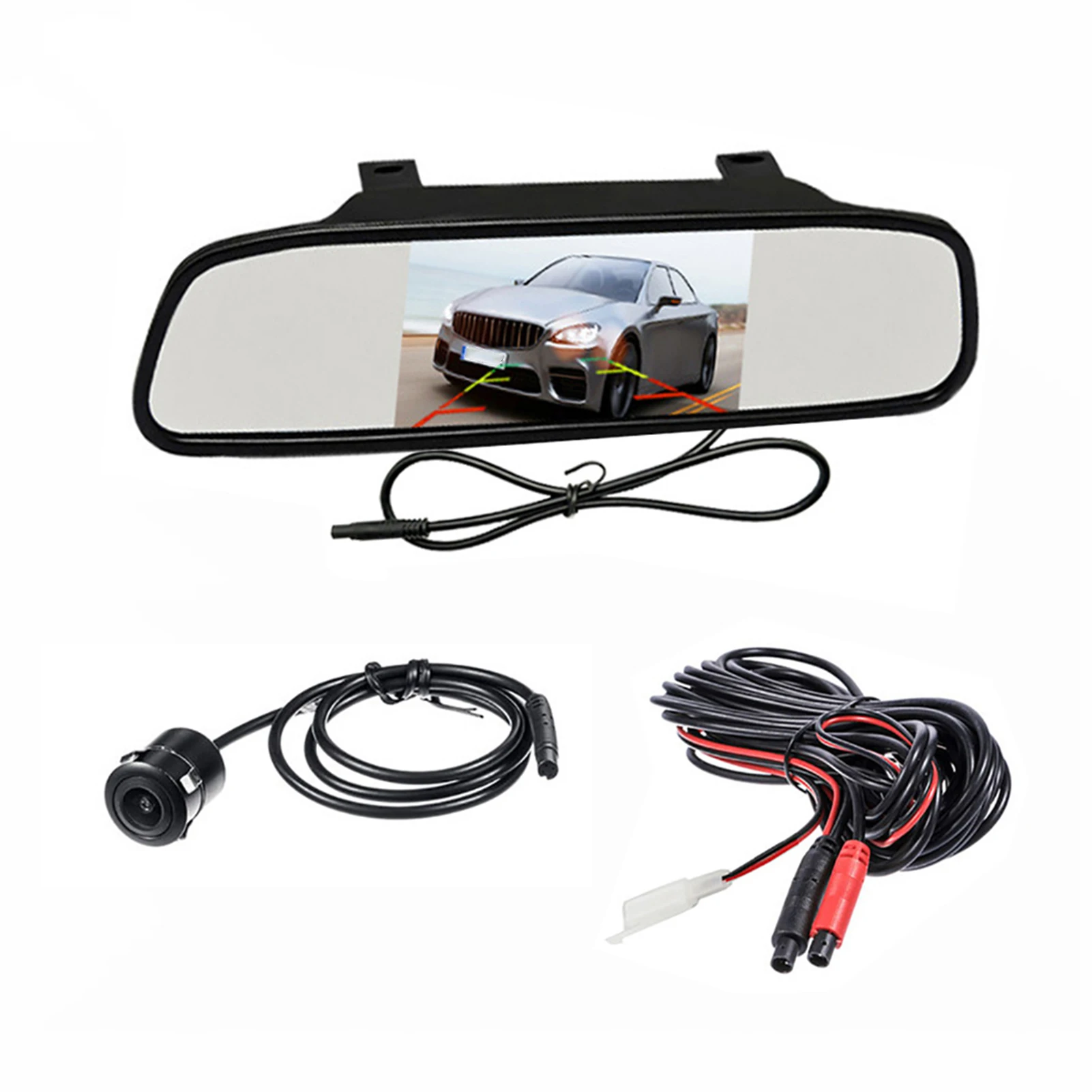 

1080P Backup Camera Waterproof 5'' TFT-LCD Mirror Monitor 170°Wide Angle Lens Parking Monitor Loop Recording Motion Detection
