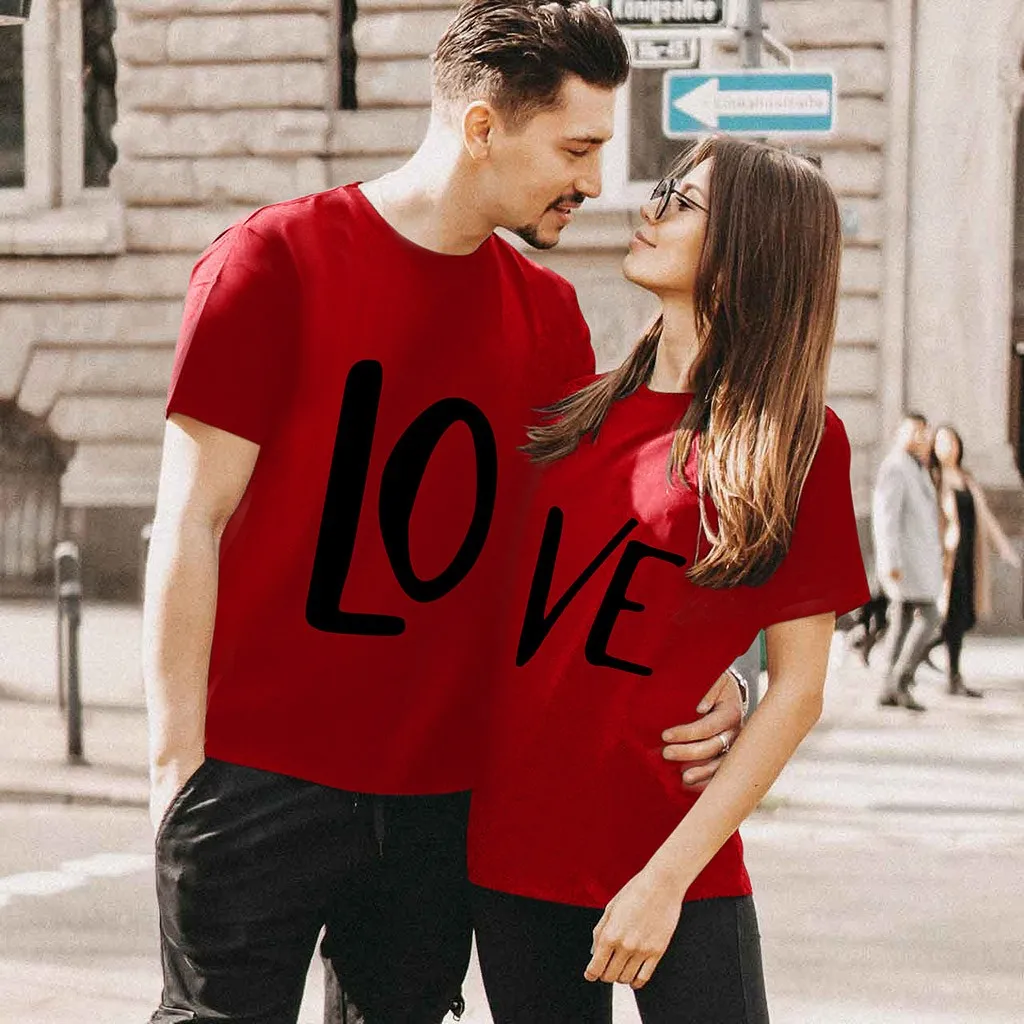 Модные летние футболки для пар женщин футболка с надписью Love крутая Мужская и