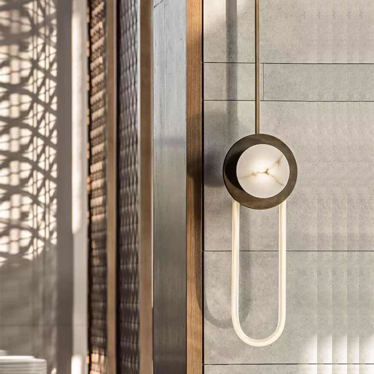 Постельный современный лобби настенный u-образный стеклянный светильник в