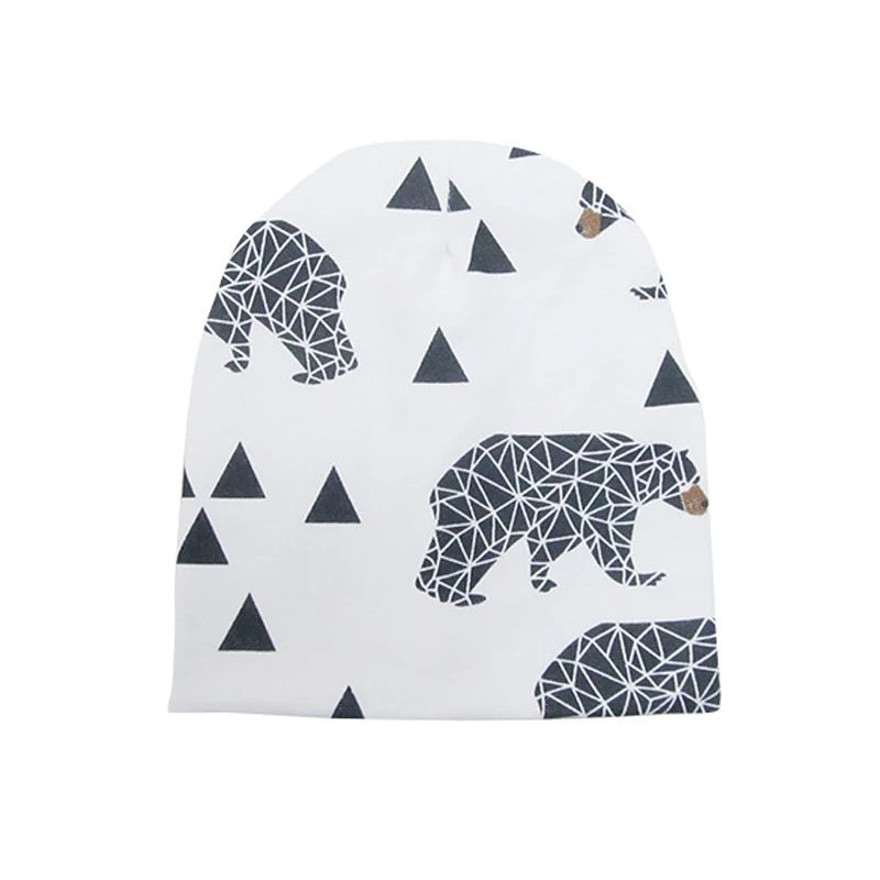 Хлопковая детская шапочка с мультяшным принтом для новорожденных эластичная