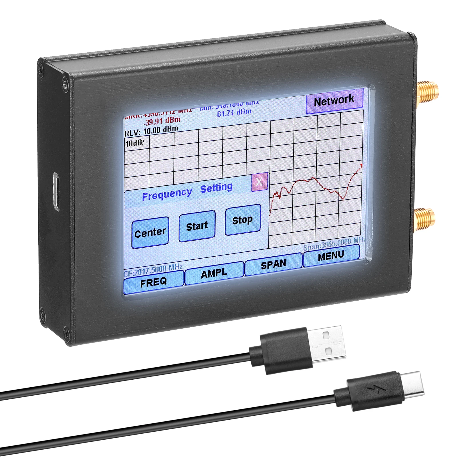 Beste 3.5Inch Tft Kleuren Spectrum Analyzer 35-4400M Eenvoudige Frequentie Netwerk Spectrum Analyzer Oint S-Wenen 4 Modi Met Trace Bron