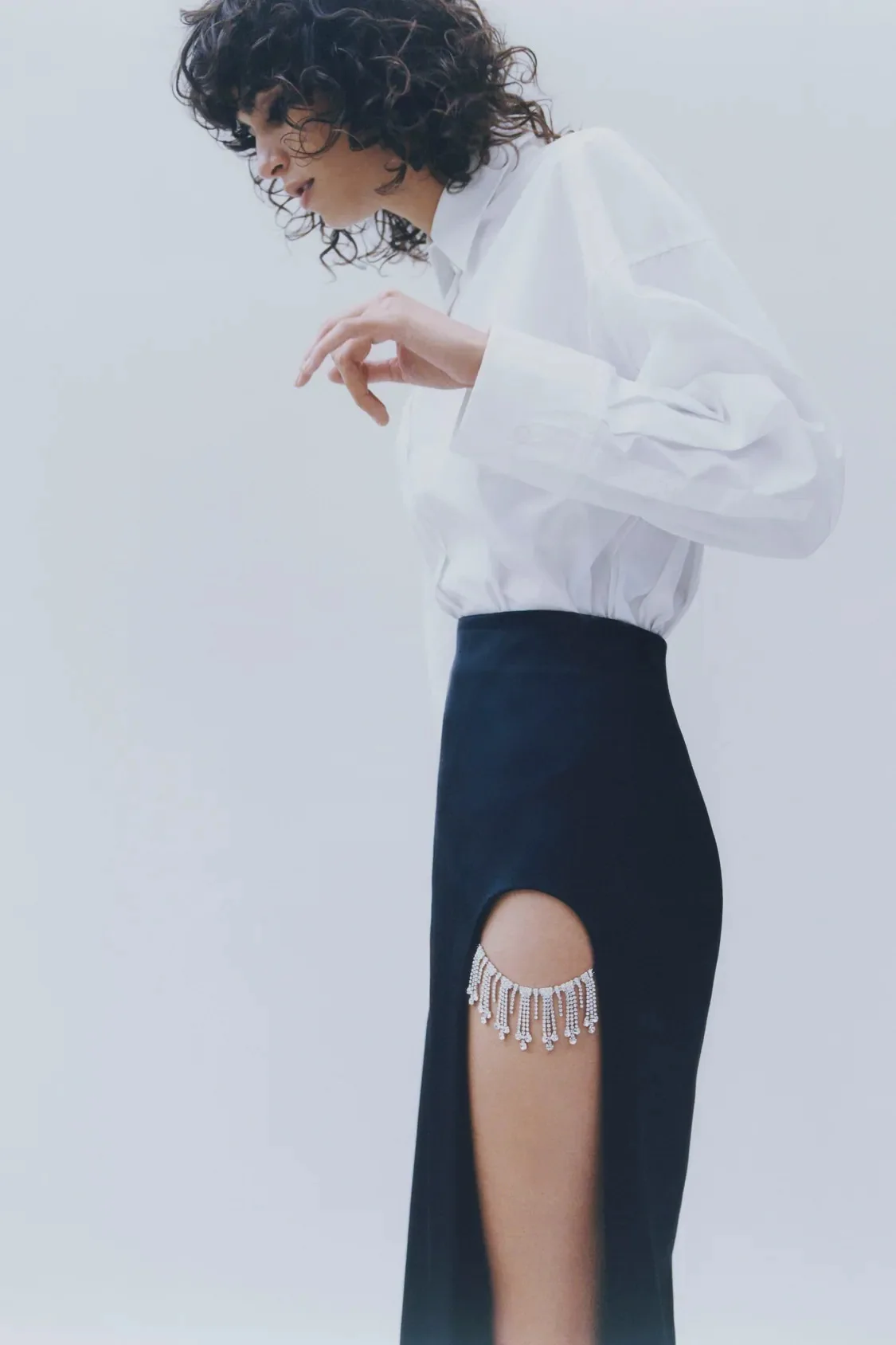 Женские Сексуальные вечерние Ки с разрезом асимметричная юбка Стразы бахромой