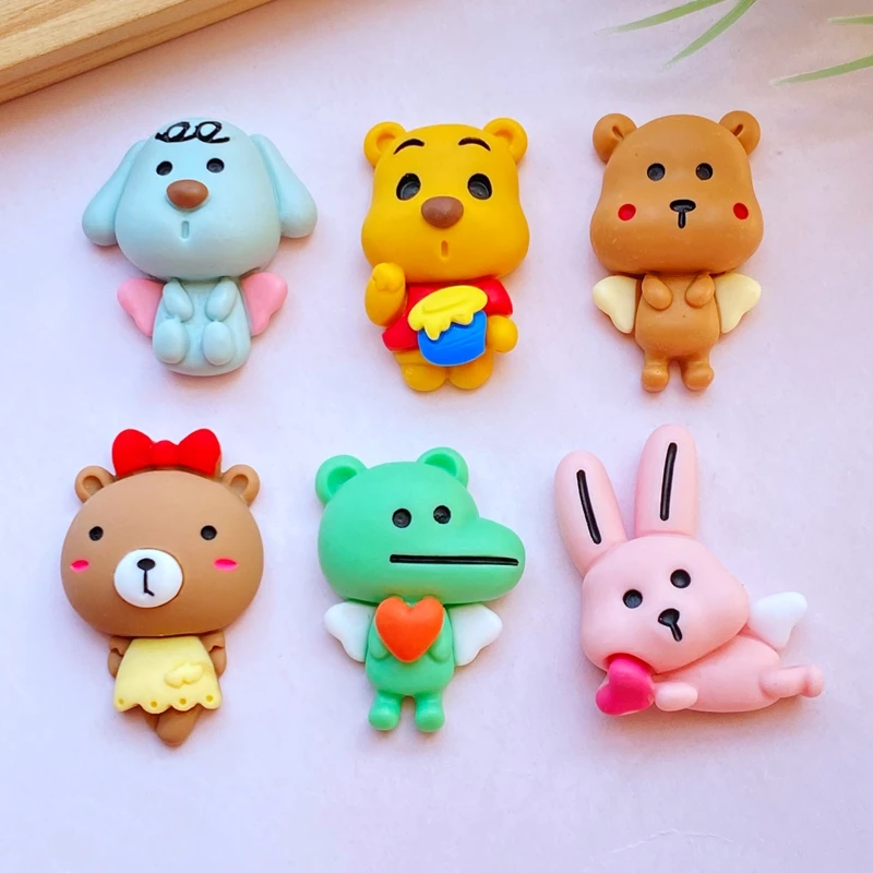 

12Pcs New Cute Resin Mini Cartoon Animal Flat back Cabochon Scrapbook Kawaii DIY Embellishments Accessories