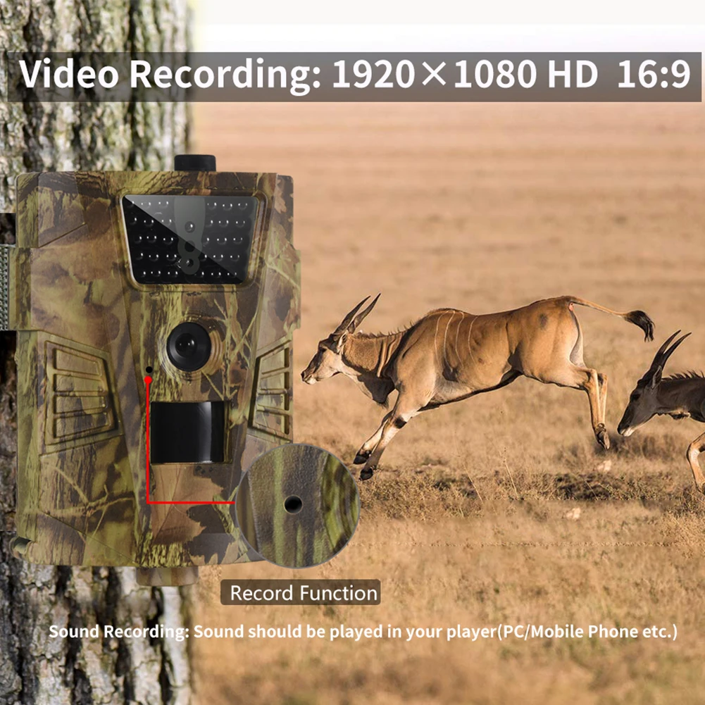 Охотничья камера 12MP 1080P 30LED 850nm IP54 Водонепроницаемая с углом обзора 120