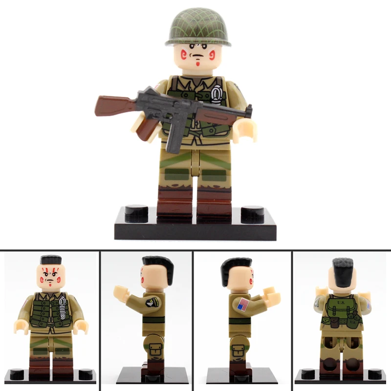 Новинка WW2, армейские солдатики, фигурки, блоки, Германия, США, дивизия, шлем, аксессуары для оружия, Строительные кирпичи, игрушки для детей