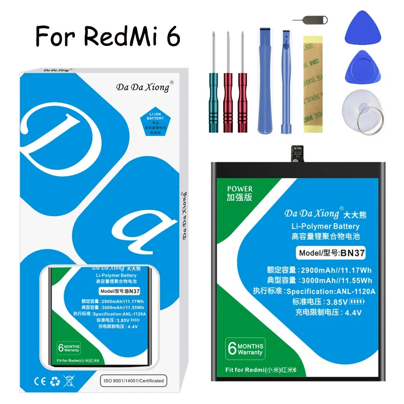 Da Xiong литий полимерный аккумулятор BN37 для RedMi 6/redrice 6 hongmi 3000 мАч Сменный телефона +