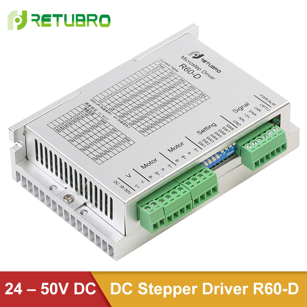 RETUBRO шаговый двигатель драйвер R60-D один-Потяните-два Nema 23 24-50 в DC питание функциональный драйвер привод двухосевой шаговый двигатель