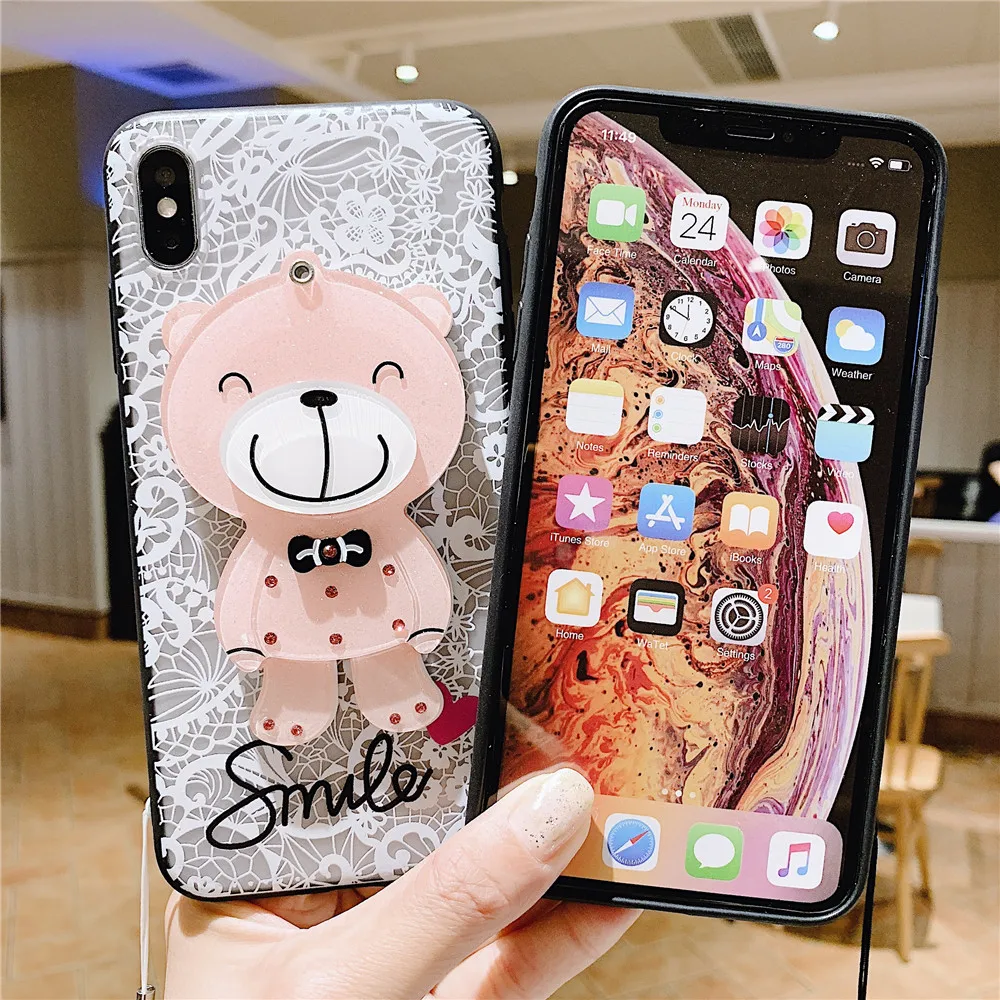 Чехол для iphone 7 8 X Xr Xs Max 6 6S Plus чехол с милой кружевной пандой 5 5S SE защитный