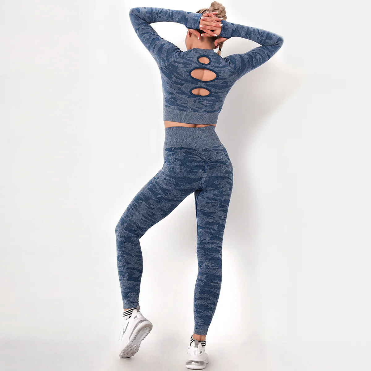 

2 шт./бесшовный костюм для йоги, фитнеса, тренировок, камуфляжный костюм, Высокоэластичный костюм для фитнеса, йоги, 2 шт., костюм для фитнеса, ...