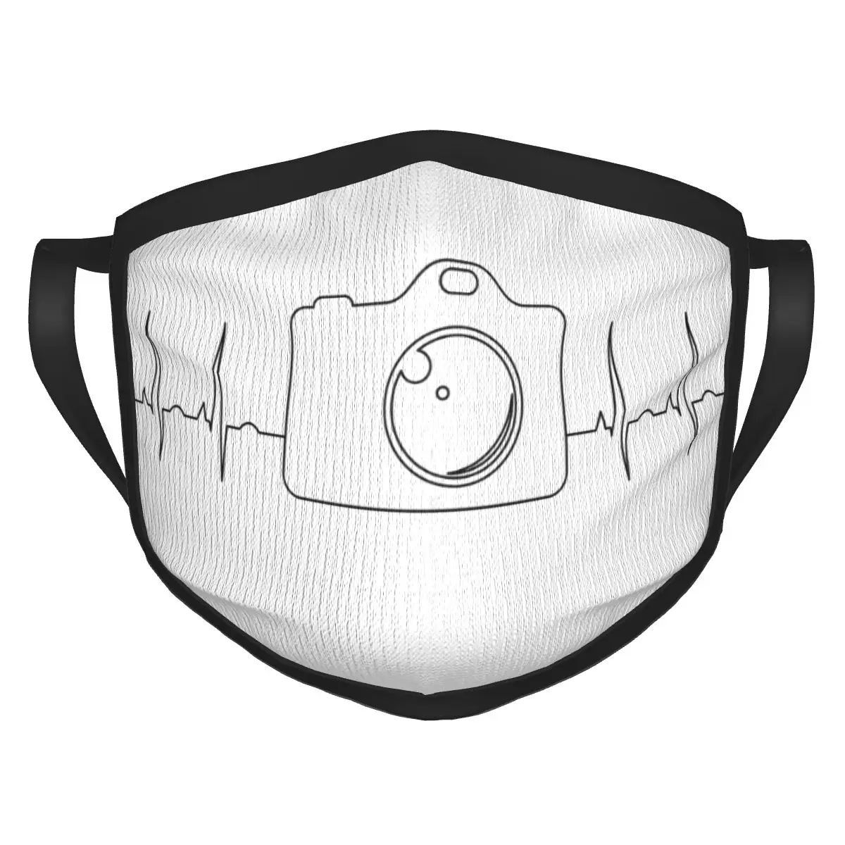 

Heartbeat For Camera Face Mask Reusable Washable Breathable Black Border Scarf Windproof for Adult Women Men custom