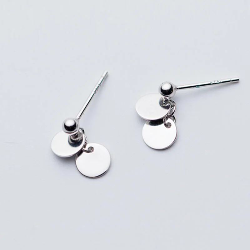 1 Pair Silver Trusta,, 925, настоящее чистое серебро, Женские Ювелирные изделия, Круглый лист, серьги-гвоздики, подарок для девочек-подростков, детей, леди, ювелирное изделие DS952 - Окраска металла: 1 Pair Silver