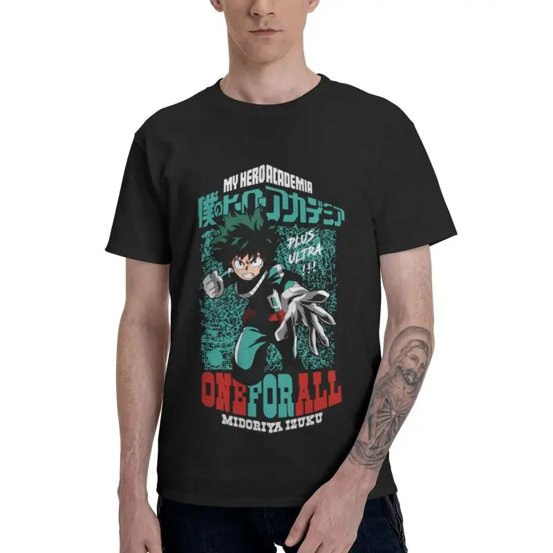 

Футболка Izuku Midoriya с рисунком моя геройская академия, Мужская футболка с коротким рукавом, футболки с рисунком Аниме Манга, футболки из 100% хло...