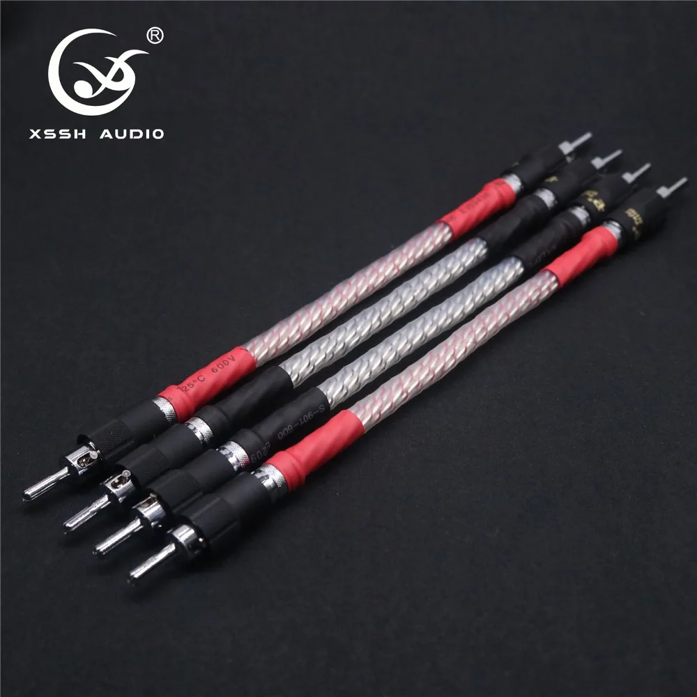 

Loudspeaker Bridge Line 4pcs XSSH Audio 8 Core IDY Anoxic OFC Copper Silver Plated Banana Plug Jumper Speaker Bi Cord Cable Wire