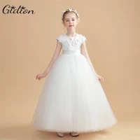 flower girl dresses applique baby puffy princess kid birthday dress first communion cap sleeve dress for girls