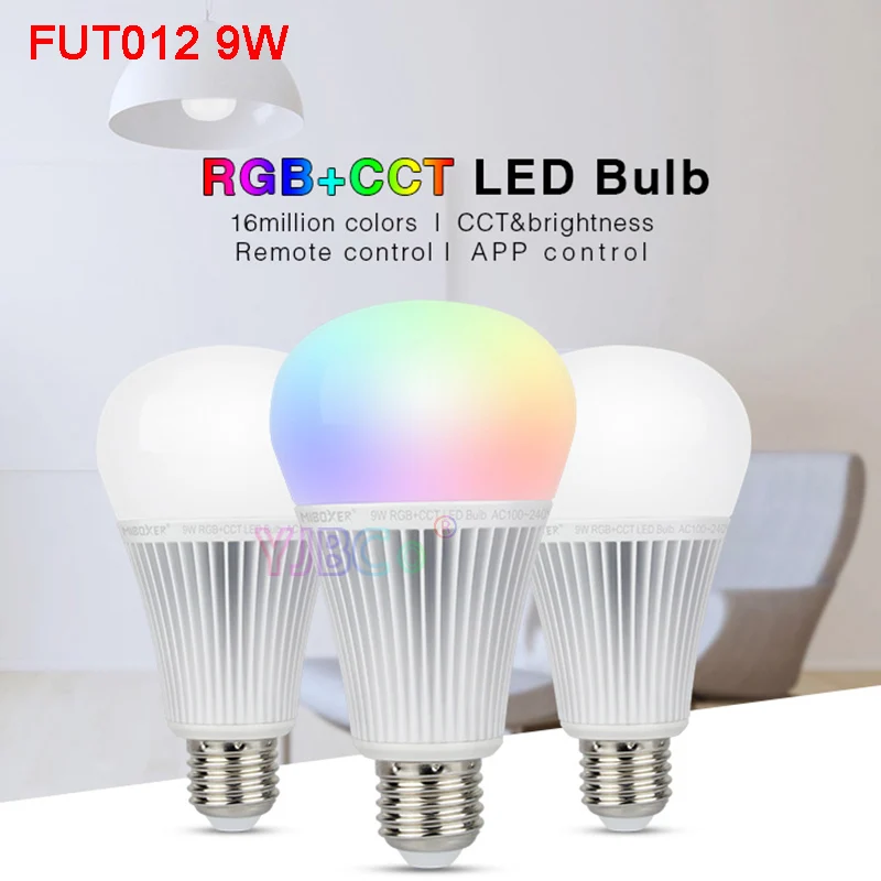 Miboxer 9W RGB+CCT LED Bulb FUT012 E27 light AC100~240V Smart led lamp 2.4G Remote /APP Control
