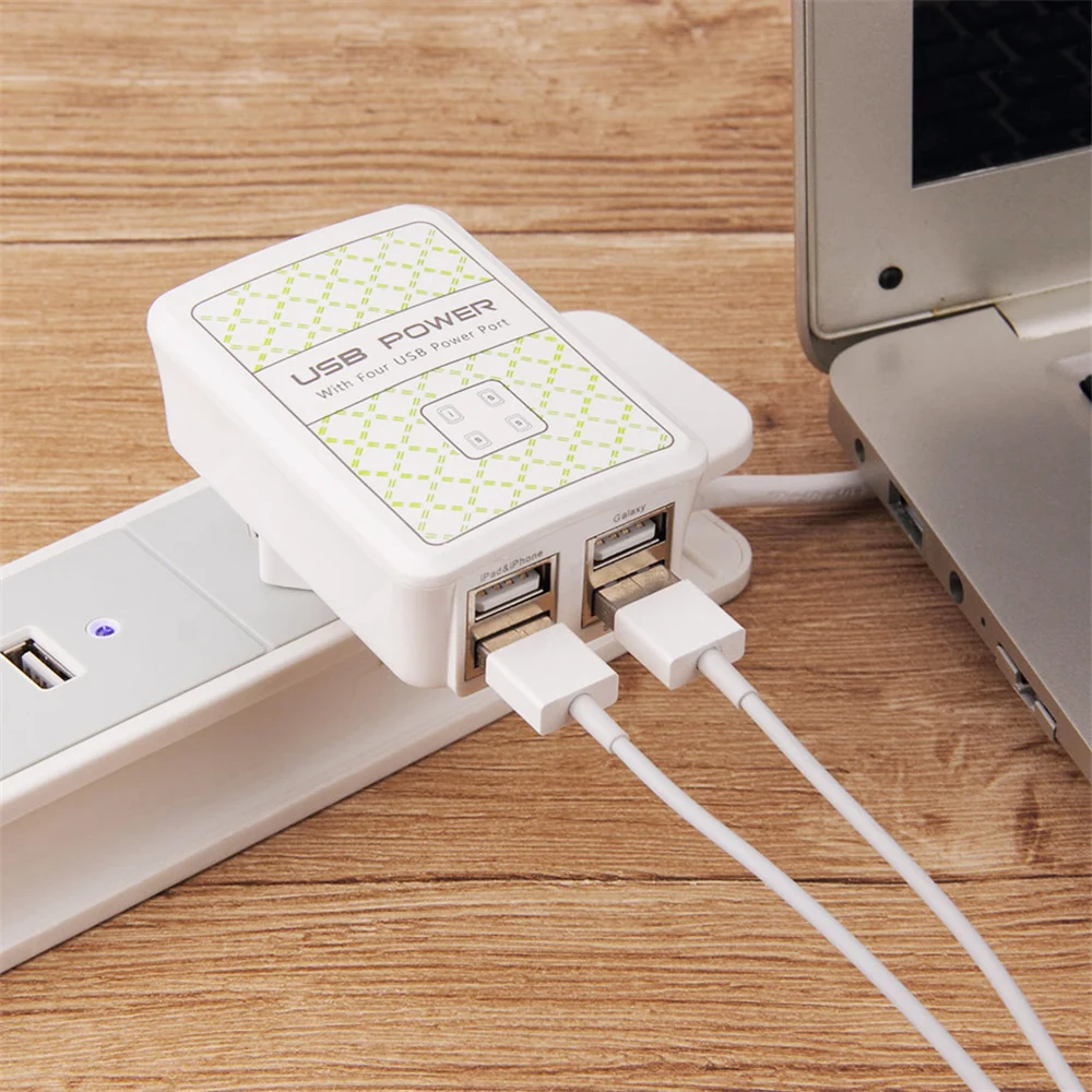 Сетевое зарядное устройство с 4 USB-портами хаб для быстрой зарядки iPhone Samsung