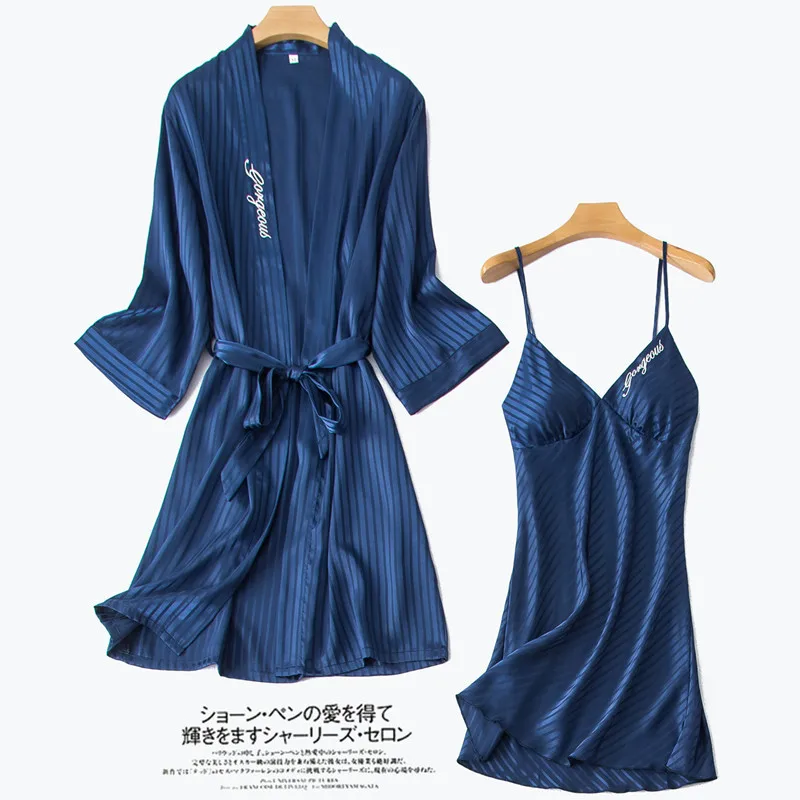 

Fashion Casual Home Wear Long Sleeve Sexy Lace Nightdress Two-piece Cardigan Pajamas High Quality Pajamas Women Nightdress Suits