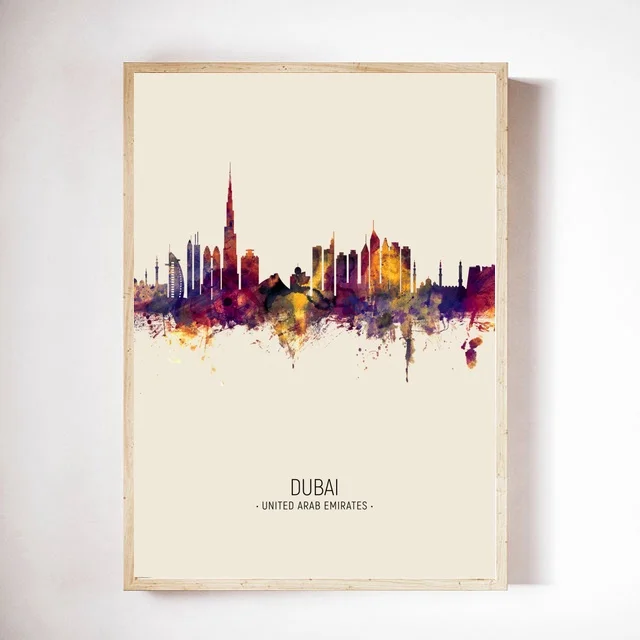 

Dubai Skyline Poster Print, Home Wall Art, Office Wall Decor, State Map Poster, No Frame