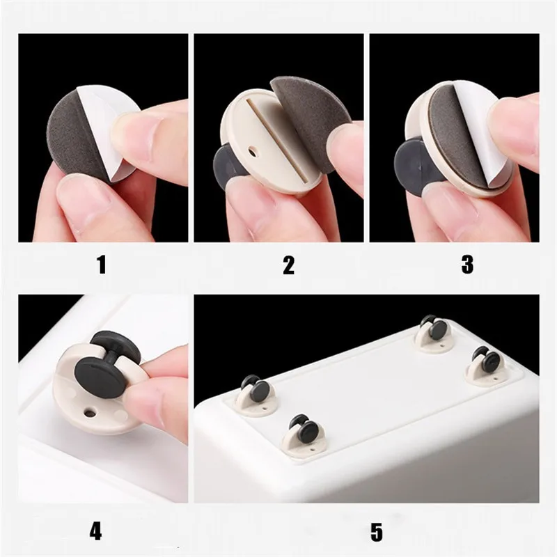 4pcs Adhesive Pulley Storage Box Trash Can Self-adhesive Home No Noise Scratches Wheels | Обустройство дома