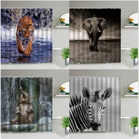 elephant zebra tiger leopard waterproof fabric shower curtains africa animals printed bathroom curtains bathtub decor with hooks