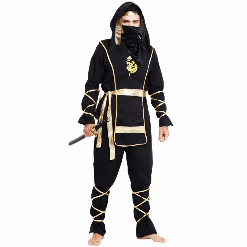 Halloween Carnival Adult Men Ninja Cosplay Costume Set Dagger Dart Sword 170-180cm Height Parent-child wear