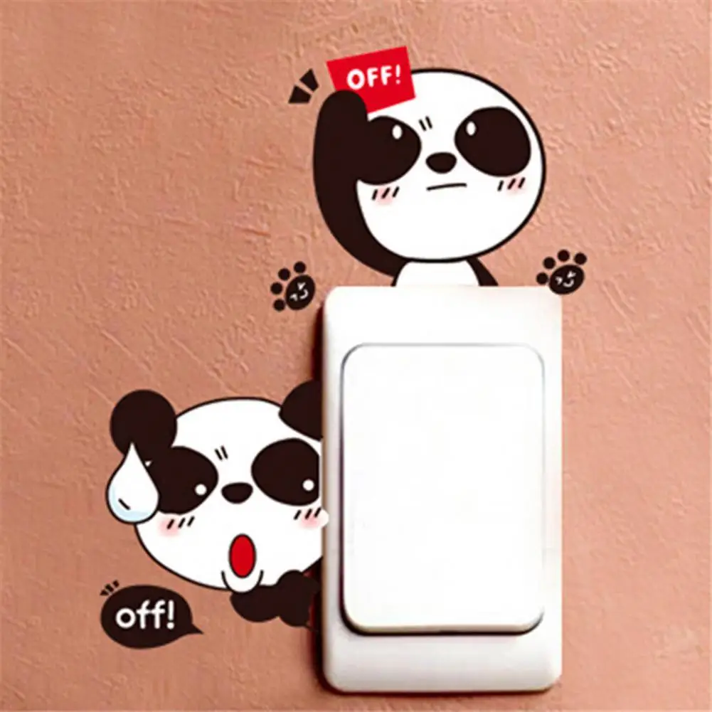

PVC Practical Decorative Cartoon Panda Print Sticker Decor Funny Expression Panda Sticker Removable for Home