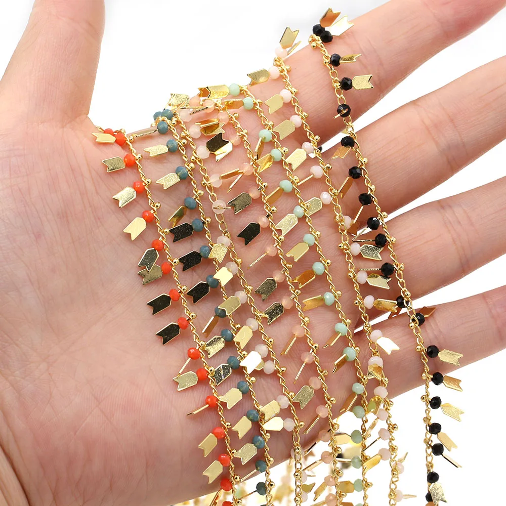 

1 Meter Handmade Copper Chain Size 3x3mm Crystal Beads for Jewelry Making DIY Accessories Bracelet Necklace for Women Gifts