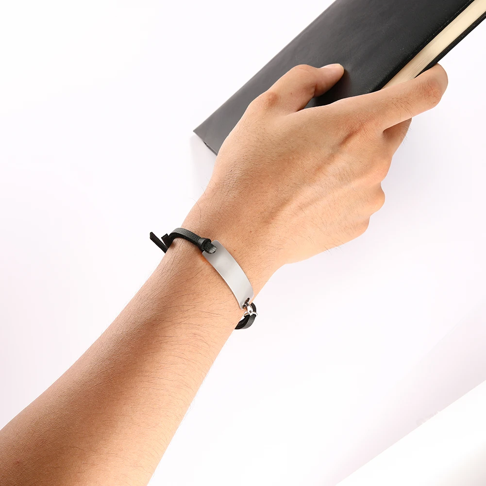 Lemegeton кожаные браслеты для мужчин и женщин браслет с гравировкой имени ювелирные