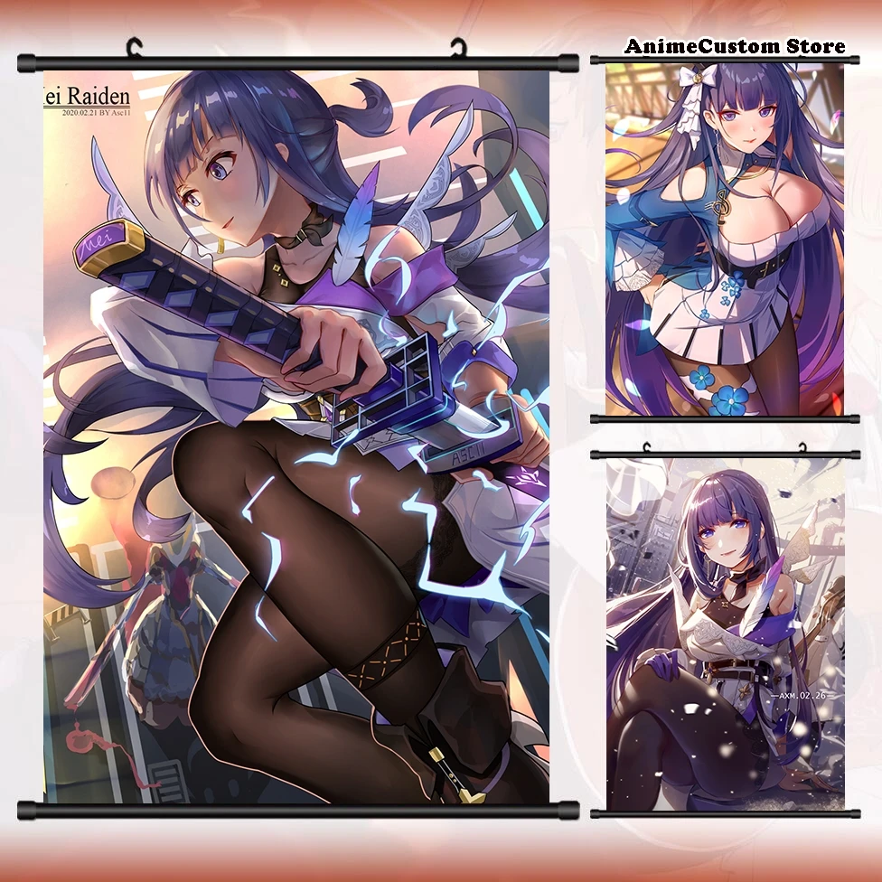 

Аниме Райден Мэй Honkai Impact 3 Persona HD настенный свиток рулонная картина постер подвесной постер Декор коллекционное Украшение Искусство подарок