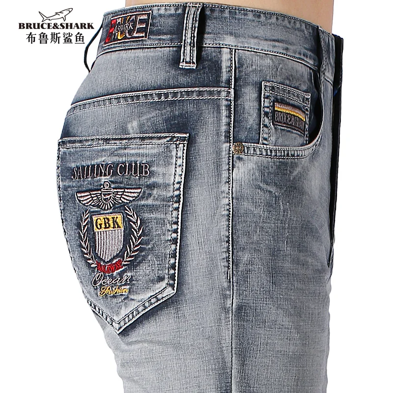 

Bruce&Shark 2021 New Summer Men Jeans Thin Stretch Cotton Straight Casual Fashion Denim Jeans Cowboys men's Jeans Top Washed