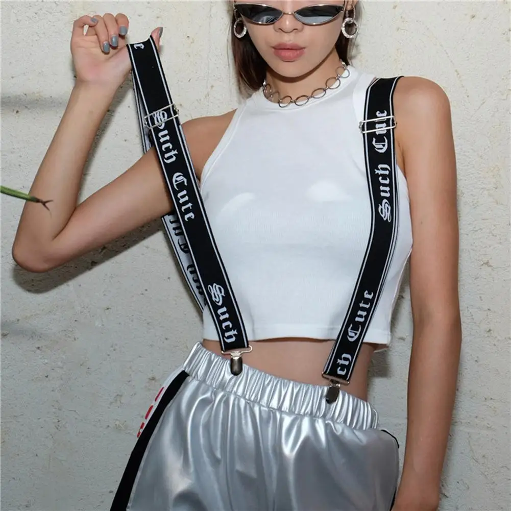 Черные модные Харадзюку лямки с печатным рисунком женские мужские брюки унисекс