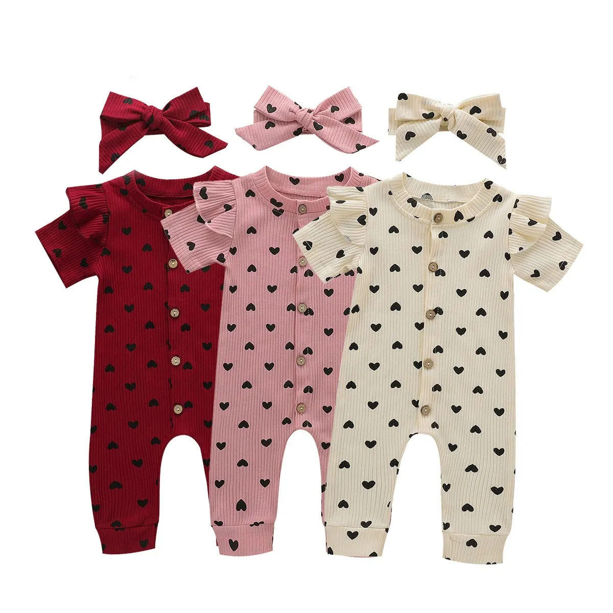 

Lioraitiin 0-24 мес., футболки для маленьких девочек с рукавами-крылышками с круглым вырезом в форме сердца на пуговицах с принтом Комбинезон с бан...