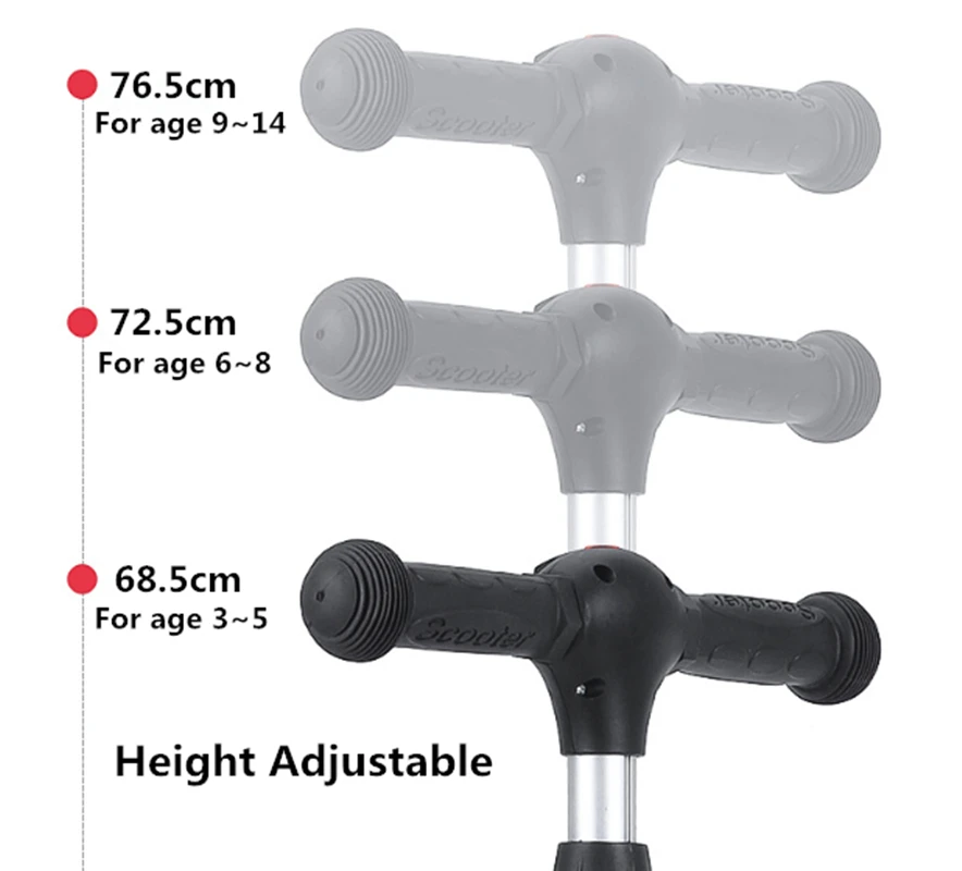 

Scooters for Kids Music Spray 3 Wheel T-bar Adjustable Riding Kick Scooters Foldable Bluetooth Music LED PU Flashing