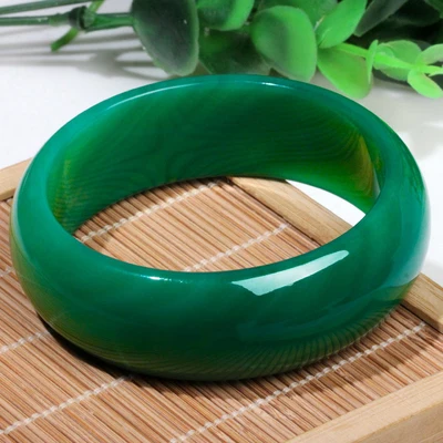 Natural Agate Chalcedony Green 54-62mm Bangle Elegant Princess Jewelry Best Gift