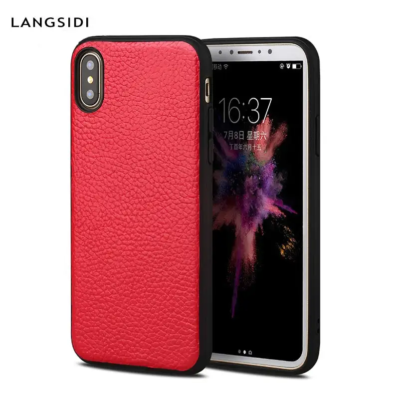 Чехол для телефона из натуральной кожи iphone X XS XR xsmax 6 6s 5 5s se 7 plus 8 litchi grain 360 с полной