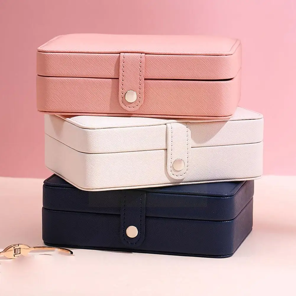 

New High Capacity Leather Jewelry Box Travel Jewelry Box Ring Necklace Organizer Storage Earring 16*11*5cm Multifunction G6H7