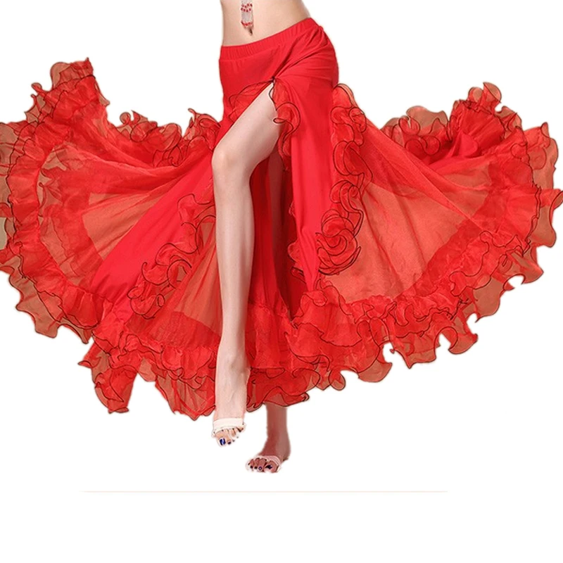 Женская одежда для танца живота длинная юбка макси с разрезом по бокам шифоновая