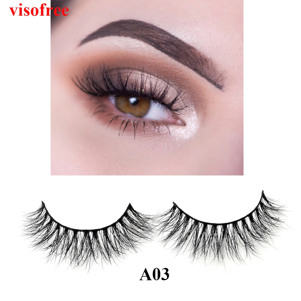 3D накладные ресницы Visofree натуральные густые длинные норковые для макияжа