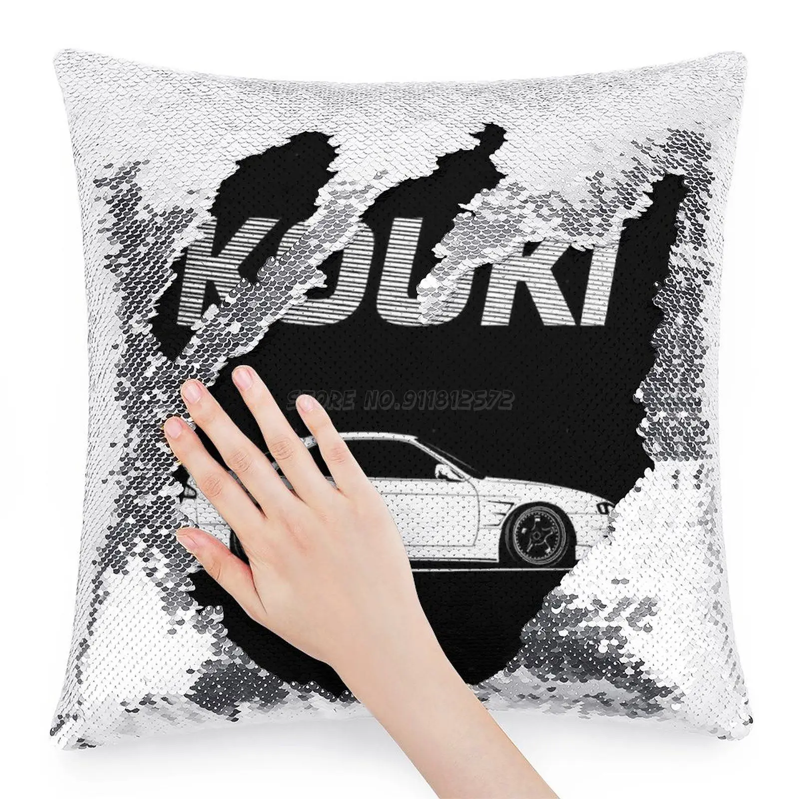 Наволочка с блестками Nissan Silvia S14 Kouki для дивана 40х40 см Mermaid Nissansilvia Nissa.