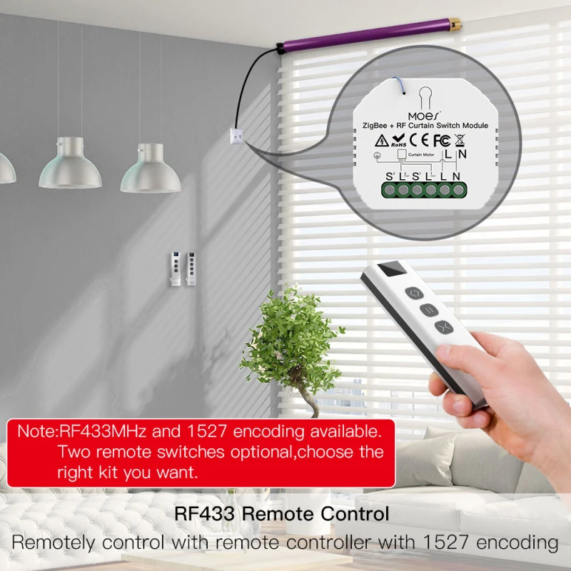 Tuya Wi-Fi RF роликовой шторы жалюзи модуль автоматического включения света с пультом