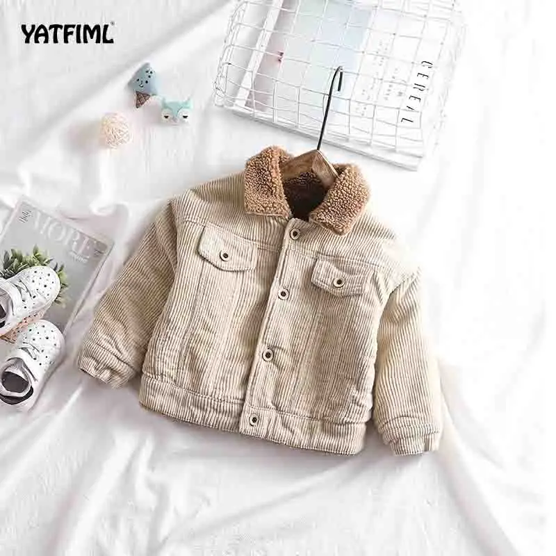 YATFIML/вельветовые куртки для мальчиков и девочек; пальто для мальчиков; детская зимняя верхняя одежда и пальто; повседневная одежда для маленьких девочек; сезон осень-зима - Цвет: white