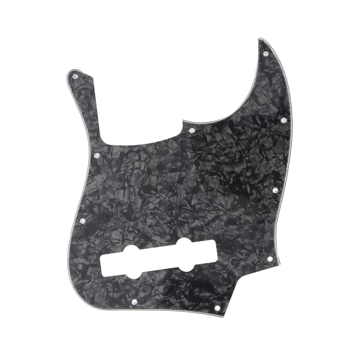 

Musiclily Pro 5-String 10-Hole Contemporary J Bass Pickguard for Fender Mexican Jazz Bass, 4Ply Black Pearl